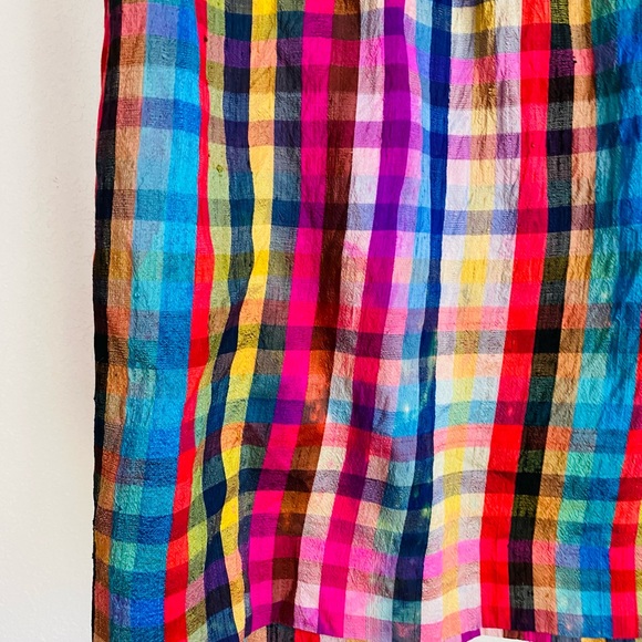 Vintage 70’s Retro Mod Handmade High Waisted Pleated Rainbow Long Skirt - Picture 4 of 7